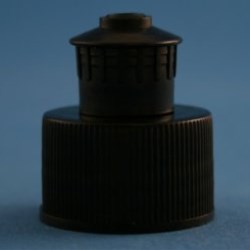 24mm 410 Black Ribbed Push Pull Cap with Bore Seal